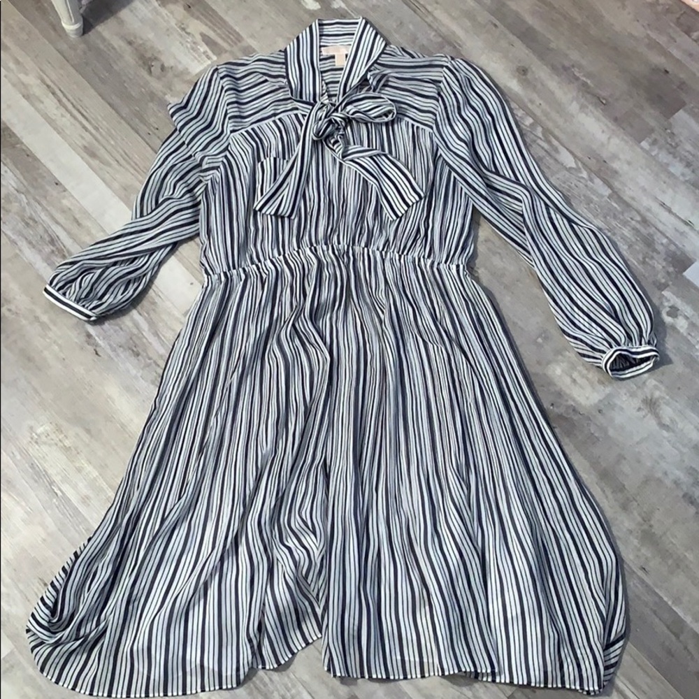 MICHAEL KORS STRIPED CREPE DRESS XL